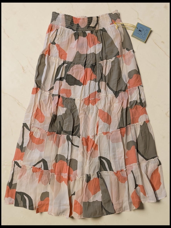 CeCe Dresses & Skirts - CeCe Coral and Gray Floral Maxi Skirt - Medium - NWT